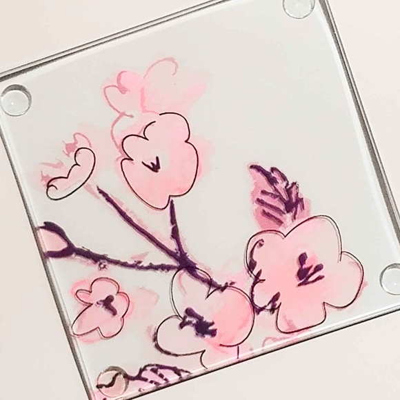 Hand Painted Botanical Butterfly Coaster Set Nwt - Picture 8 of 8